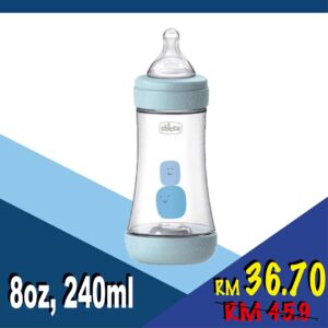 ZG. Feeding Bottle Chicco Perfect 5 8oz 240ml Med Flow Silicone